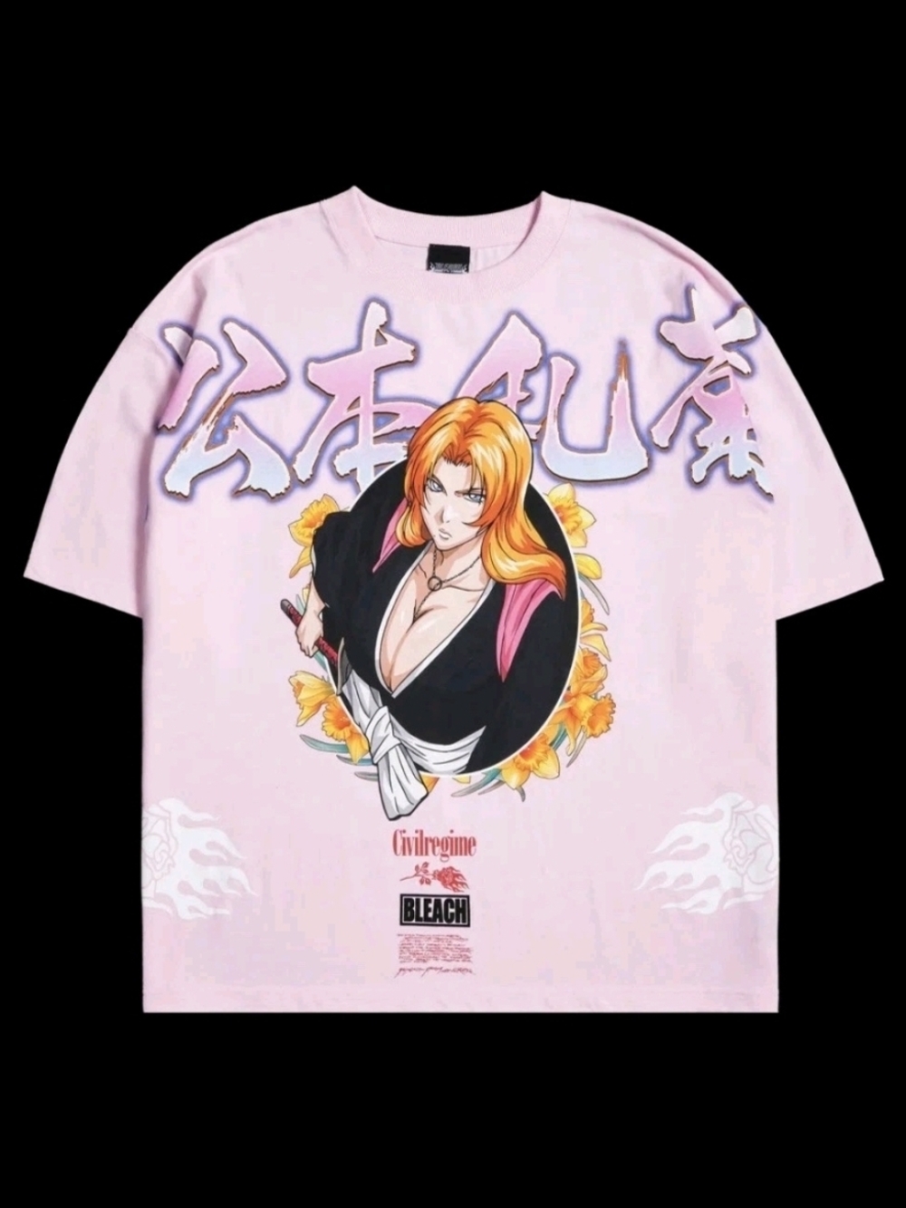 Civil Regime "Rangiku's Chaos" 199X Oversized Tee in baby pink. Size Small